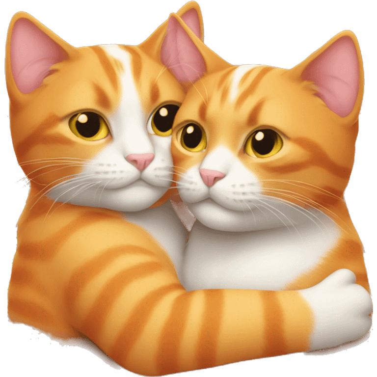 Two orange cats cuddling together emoji