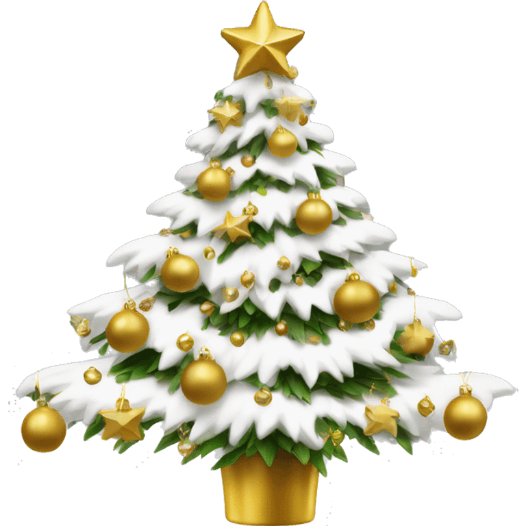 vallina Christmas tree with white and gold decorations emoji