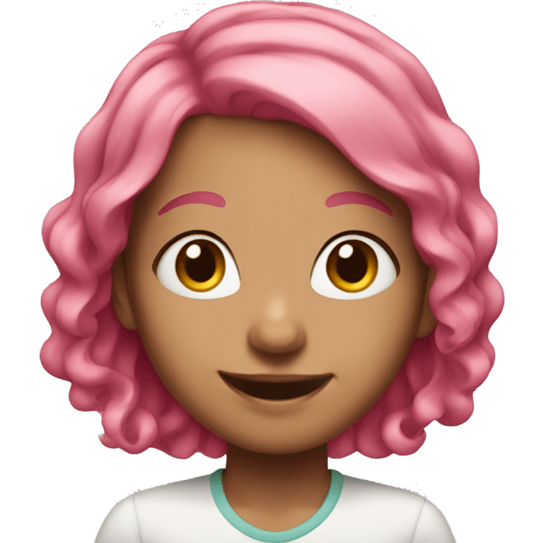 pink hair girl smiling emoji