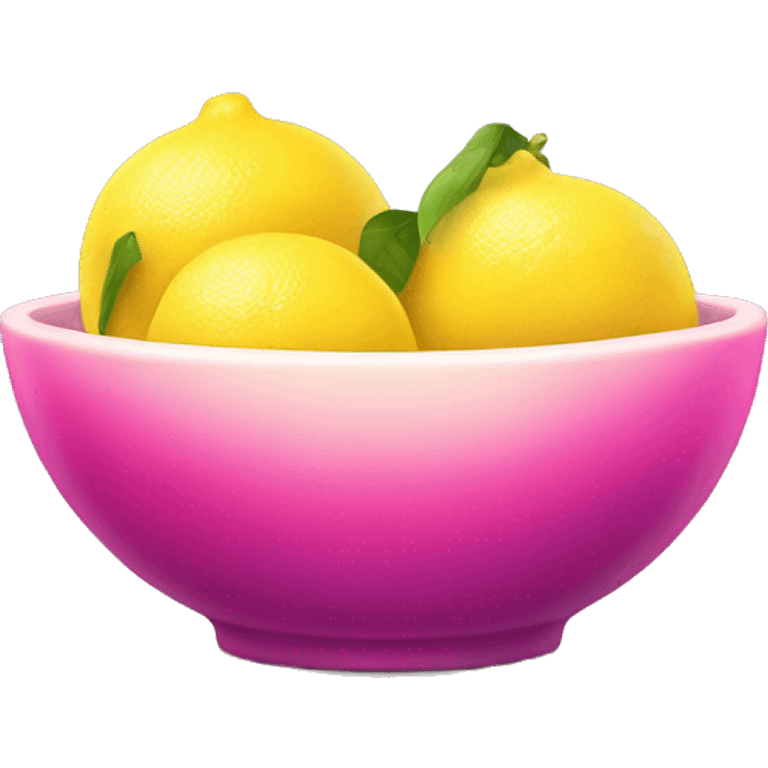 Realistic isolated pink to yellow ombre bowl of lemons. emoji