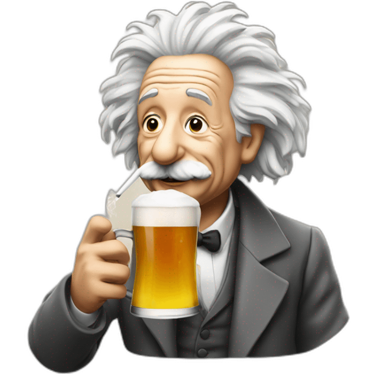 Einstein drinking beer and smoking emoji