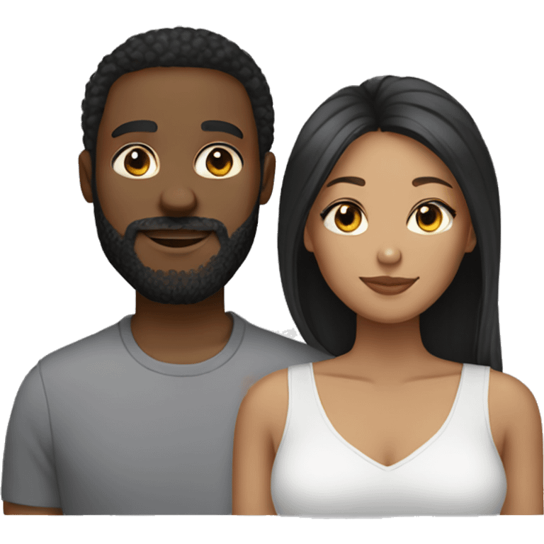 Couple black man with beard and light skinned woman emoji