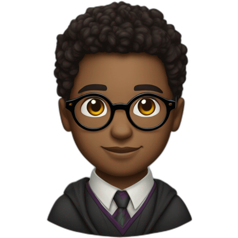 Young light skin chardwick boseman with in round Harry Potter glasses and a noticeable goatte emoji