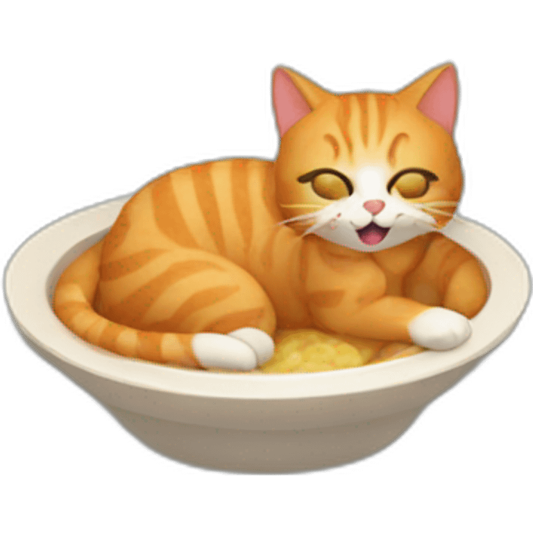 Ginger cat playing with food emoji