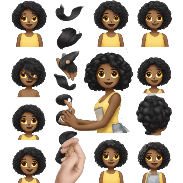 Black hair girl do nails  emoji