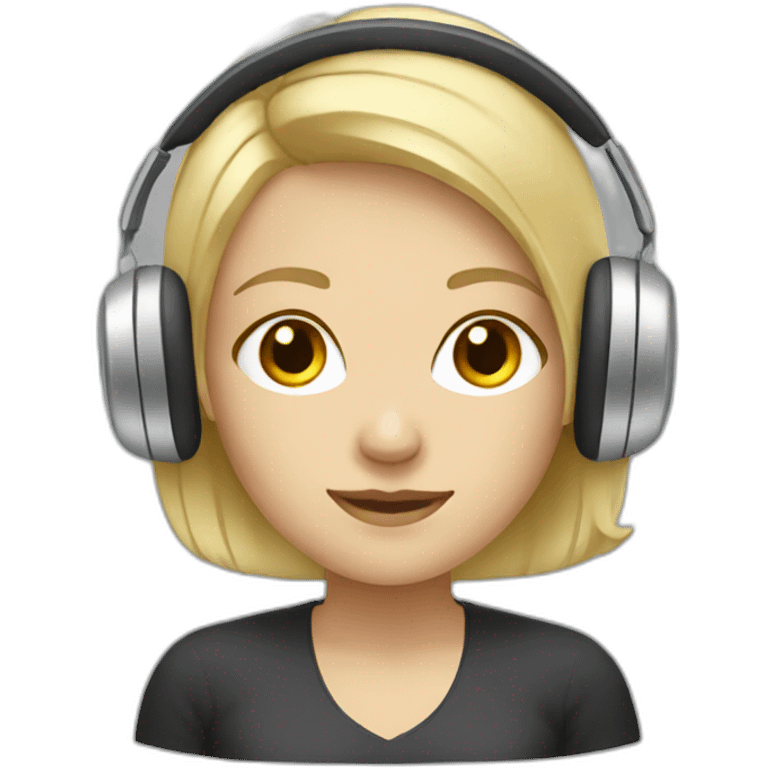 blonde women with headphones for live support emoji