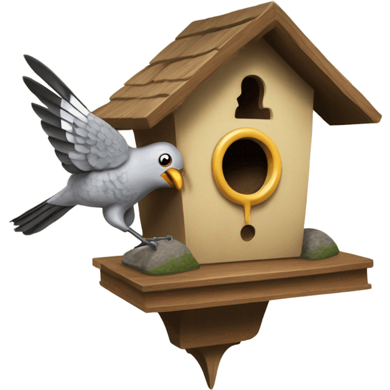 Cuckoo bird on the spring shouting from the Cuckoo clock emoji