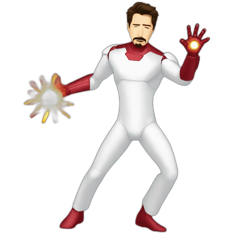 Tony Stark wearing pijama throwing his iron man suit away emoji