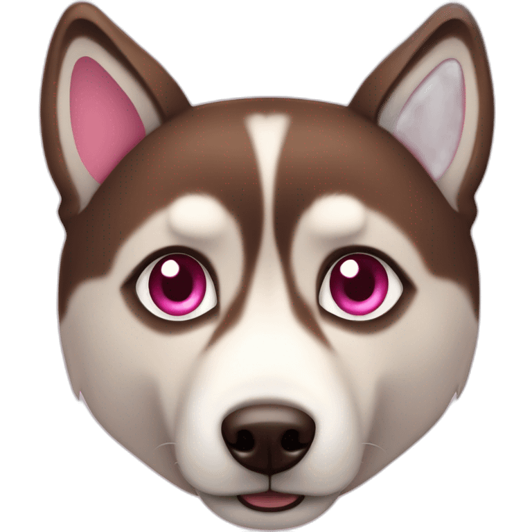 Brown husky with pink heart eyes emoji