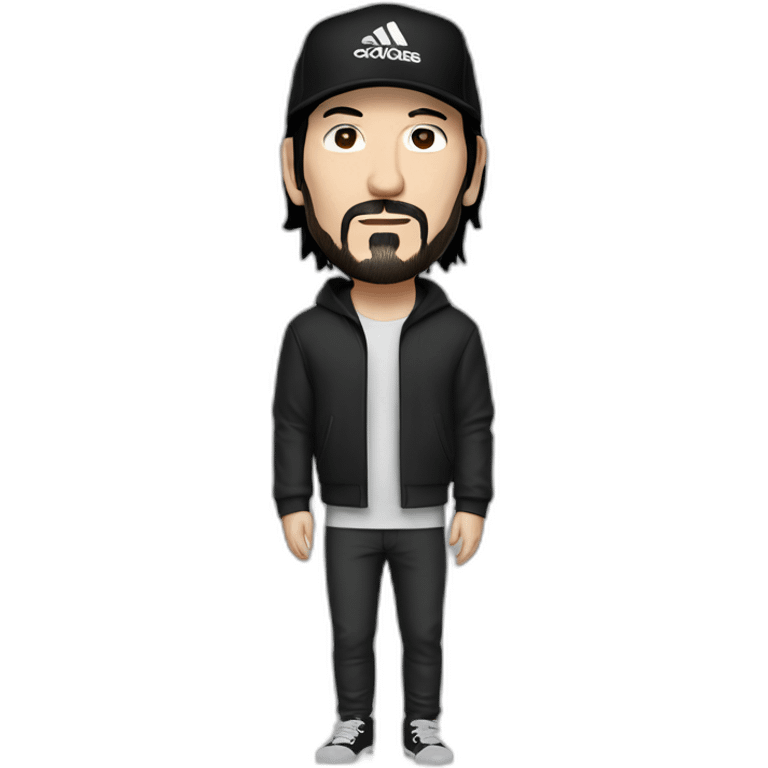 short haired and no mustache keanu reeves with a black addidas cap emoji