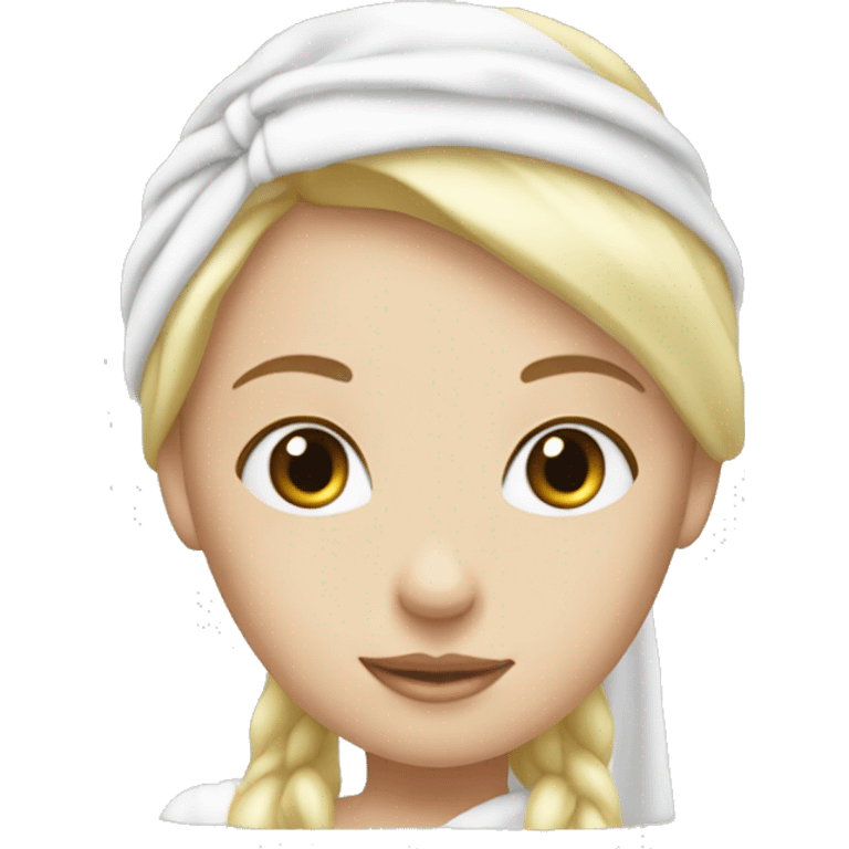 blonde hair girl with a white towel on her head emoji