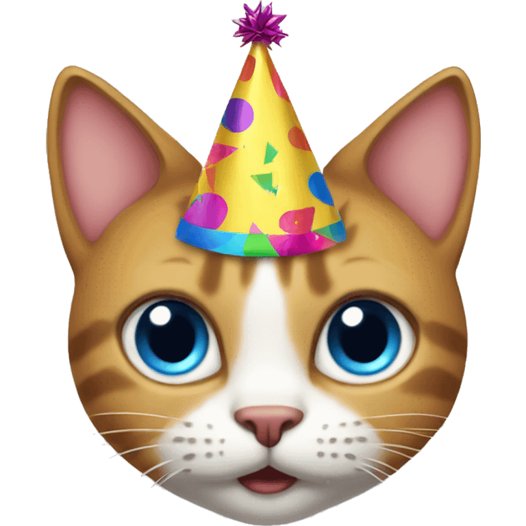 A cat wearing a party hat emoji