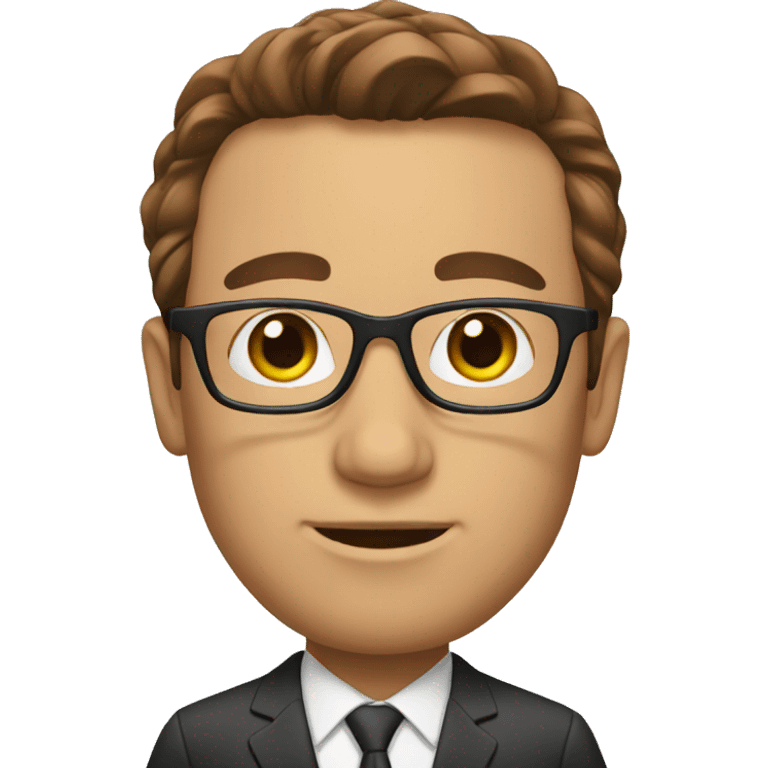 CEO with brown hair glasses emoji