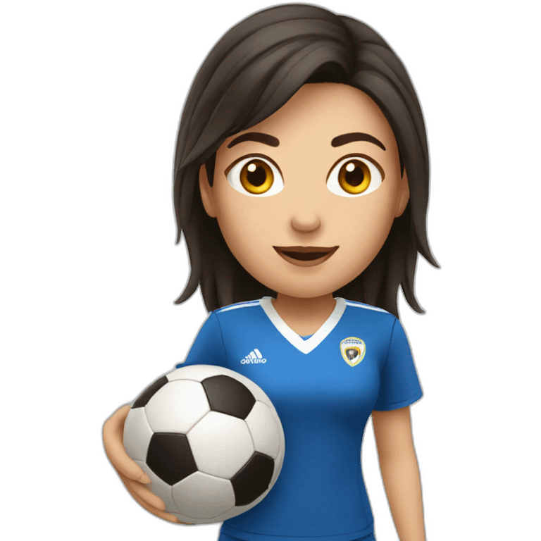 White Woman with dark hair playing soccer emoji