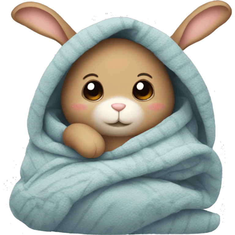 Cosy bunny with blanket emoji