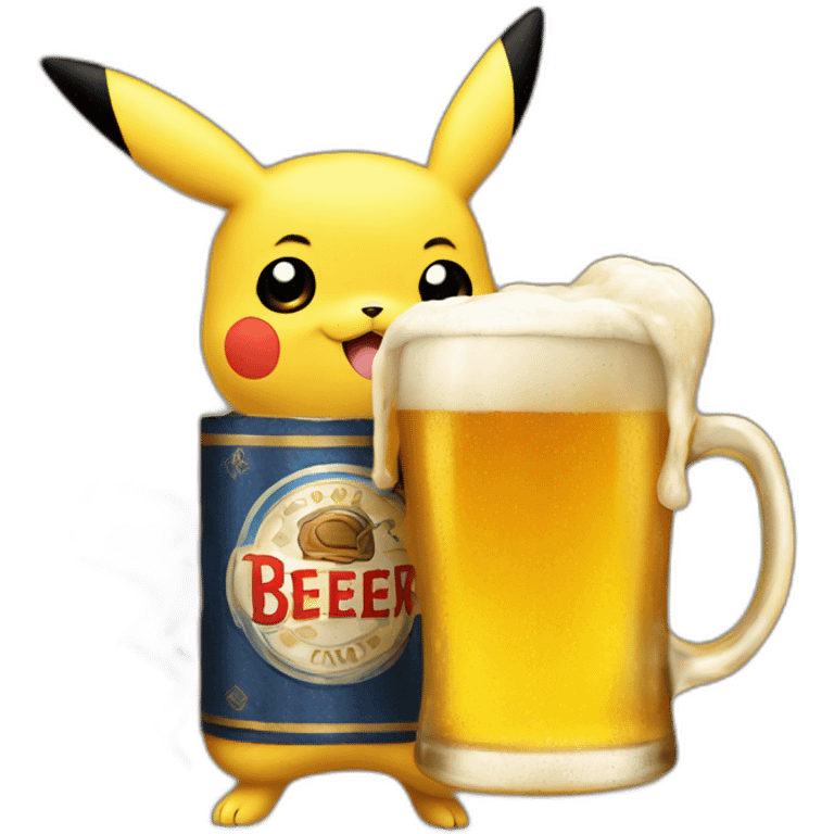 Pikachu with a beer emoji