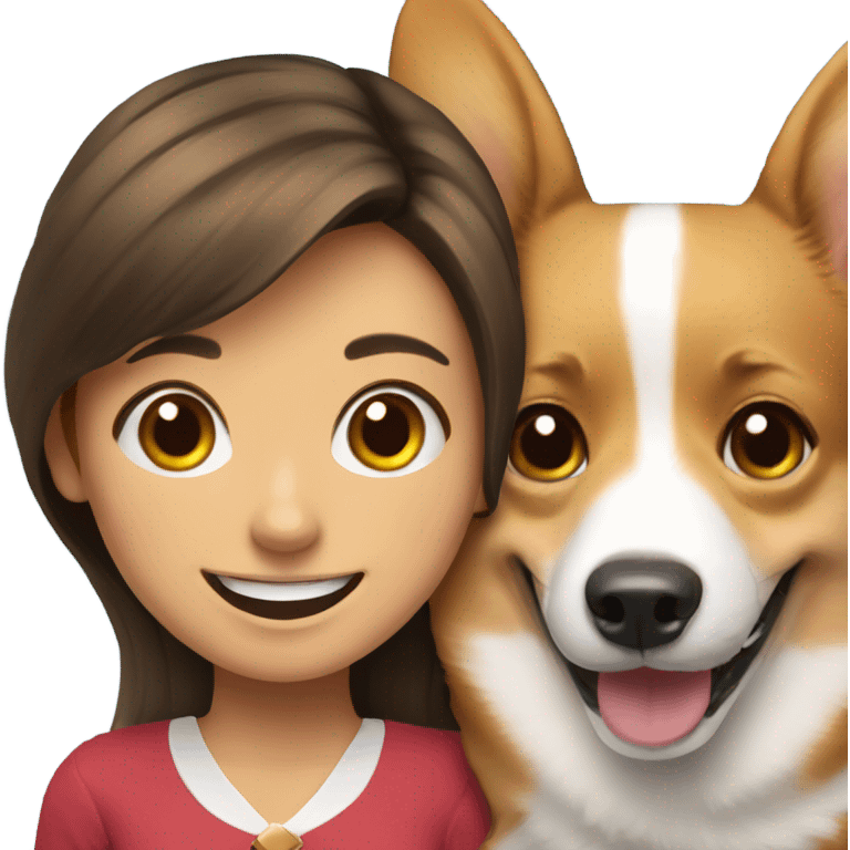 Corgi next to spanish smiling girl emoji