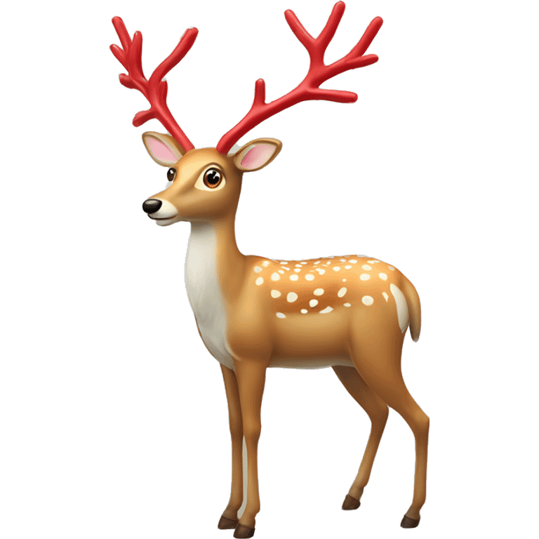 Deer decoration with two very Long legs and a red nose emoji