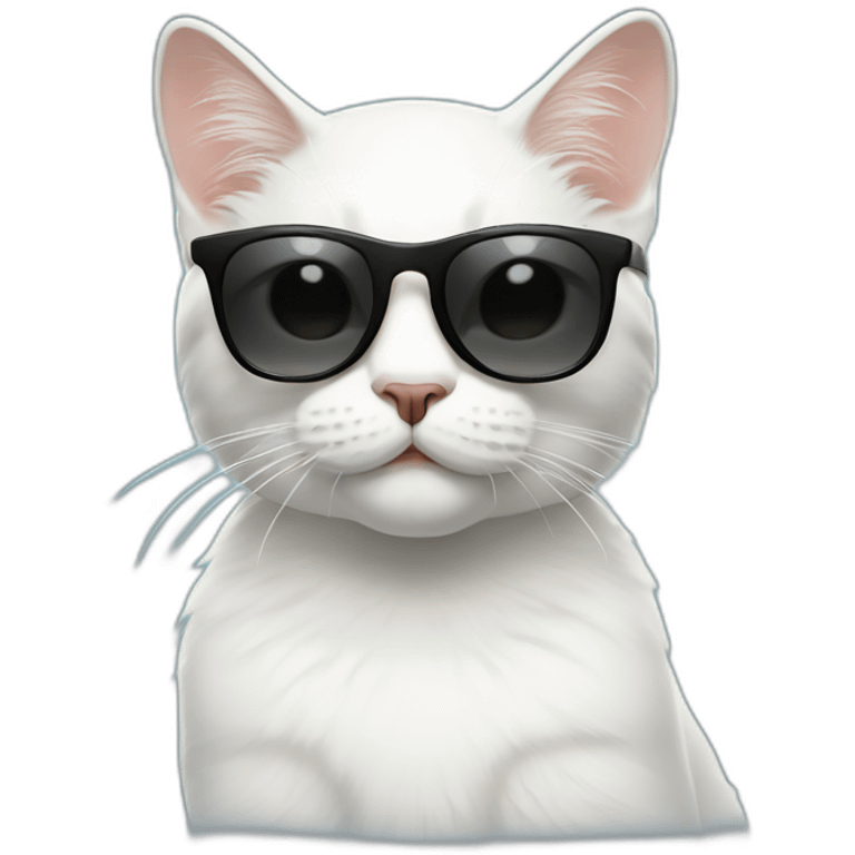 White Mountain cat with black sunglasses winking emoji