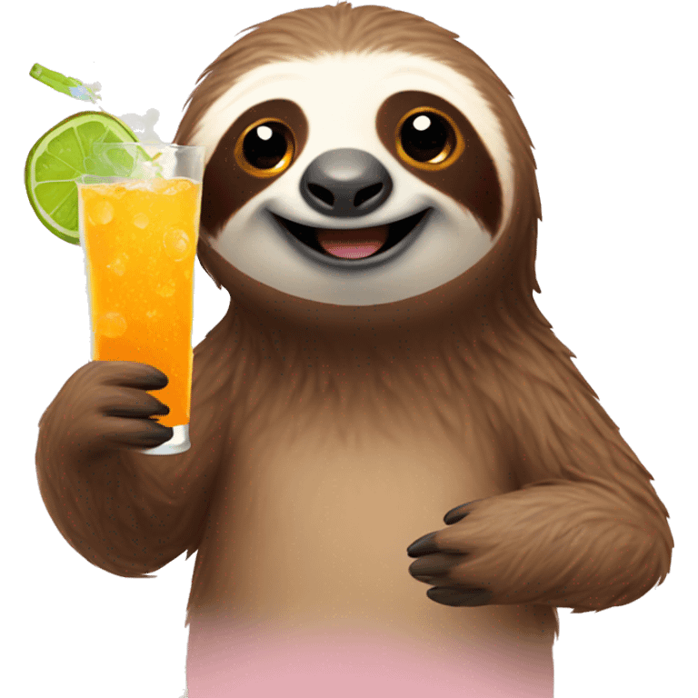 happy sloth with spritz emoji