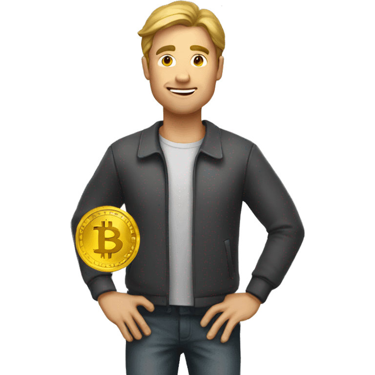 man with bitcoin emoji