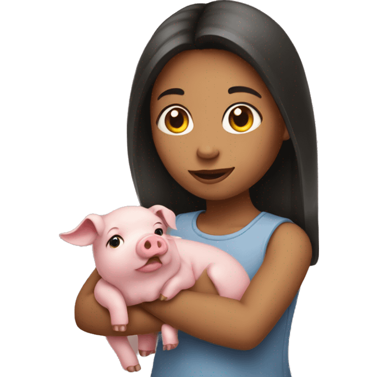 girl holding a pig  emoji