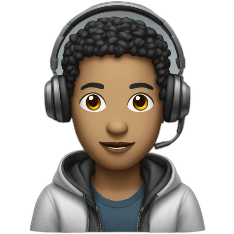 rapper mixed race with a mic and a headphone emoji