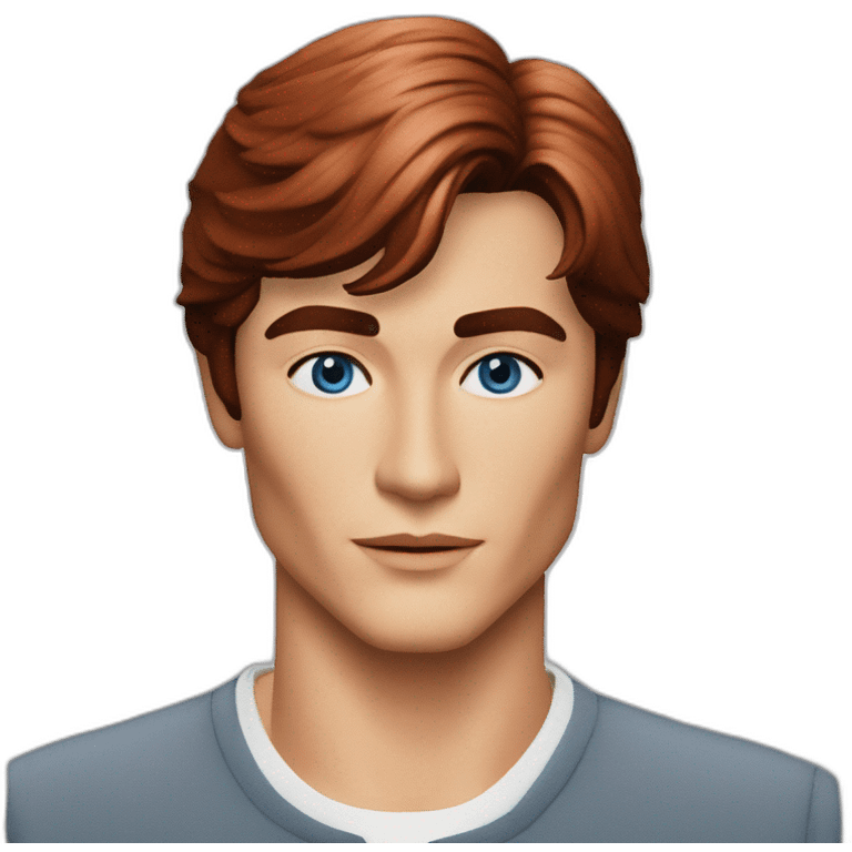 Alain Delon young programmer blue eyes short red hair emoji