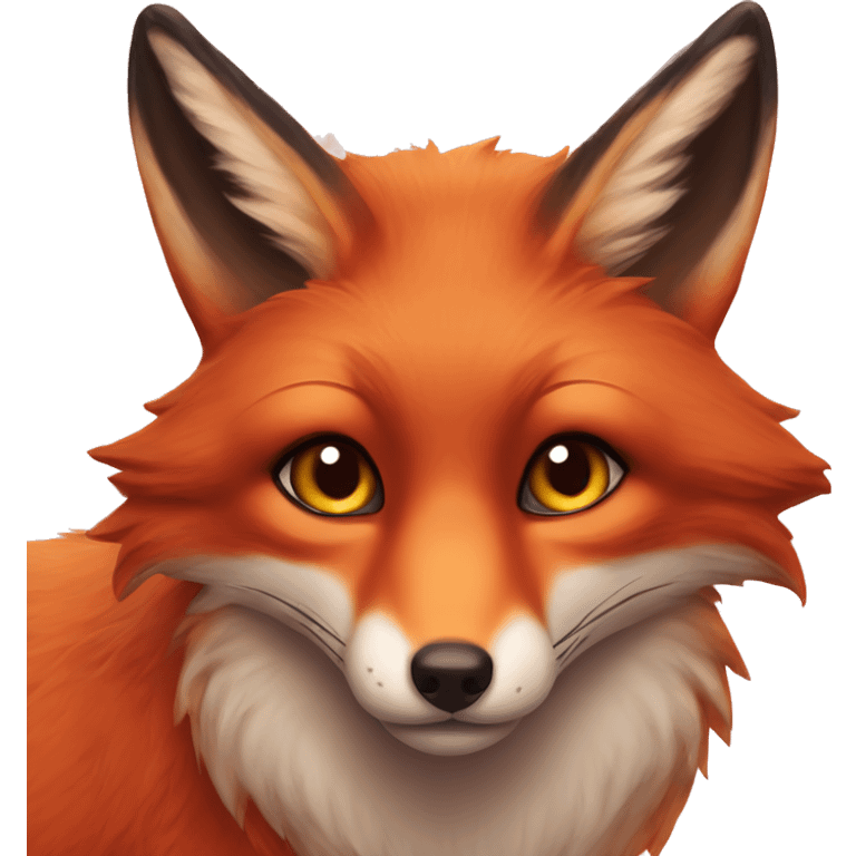 lush red fox face, heart in eyes, female features emoji