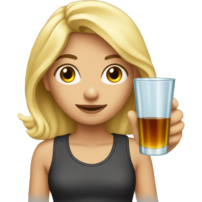 Blonde girl with a shot glass emoji