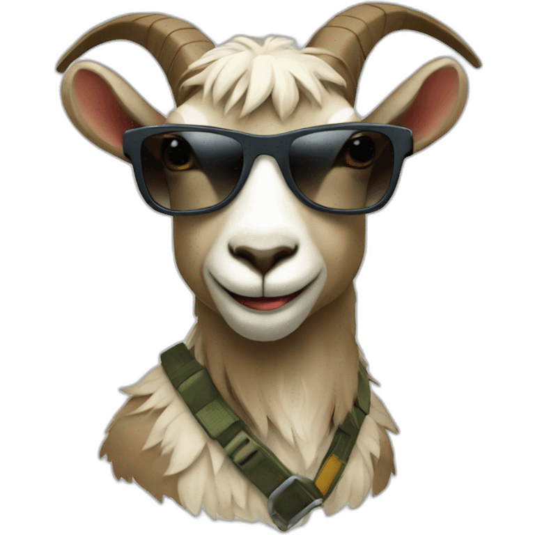 cool goat with sunglasses, rock climbing emoji