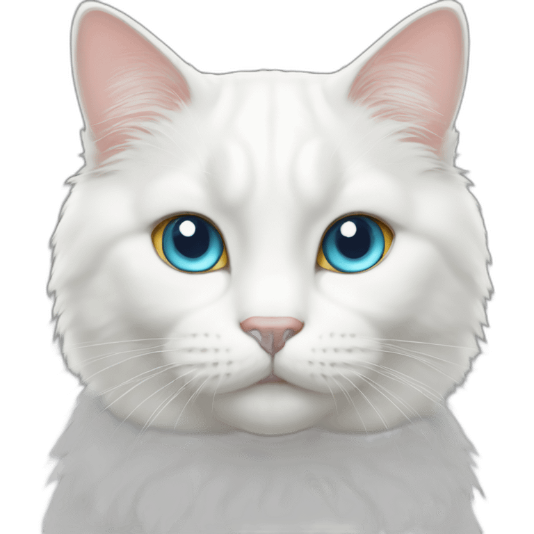 White cat With too Colors eyes emoji