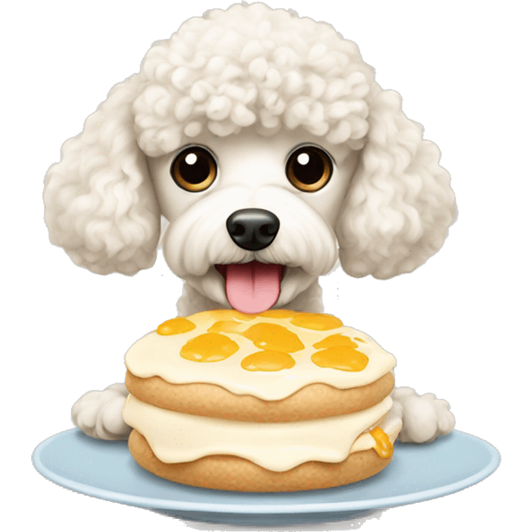 cream cute poodle having breakfast  emoji