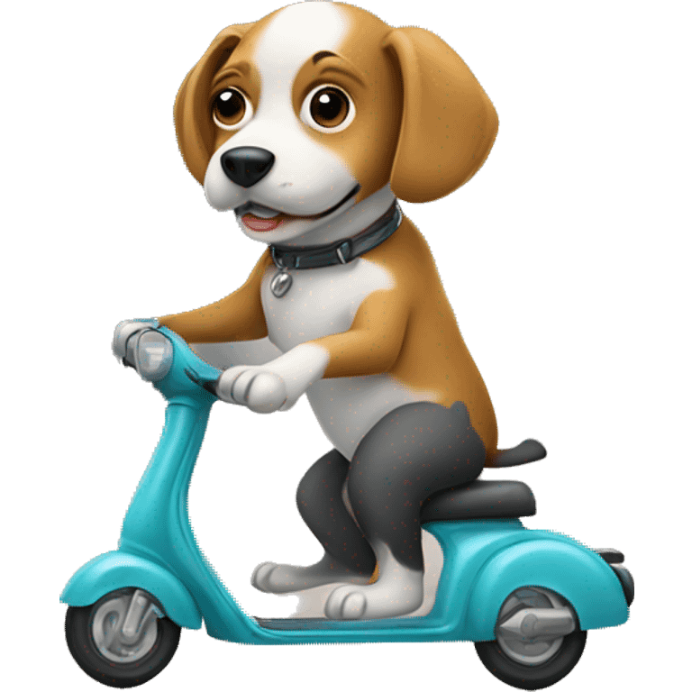 Dog riding scooter emoji