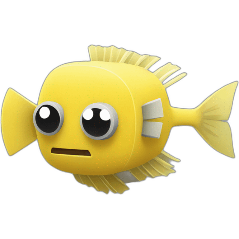 cube yellow fugu fish with two fins and tail in minecraft style full size emoji