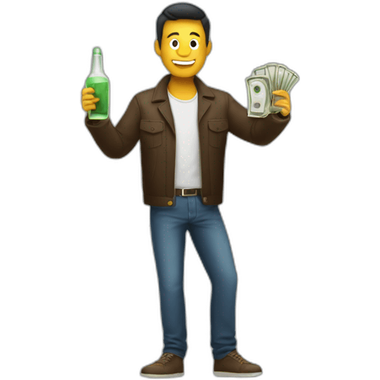 Man with money and alcohol emoji