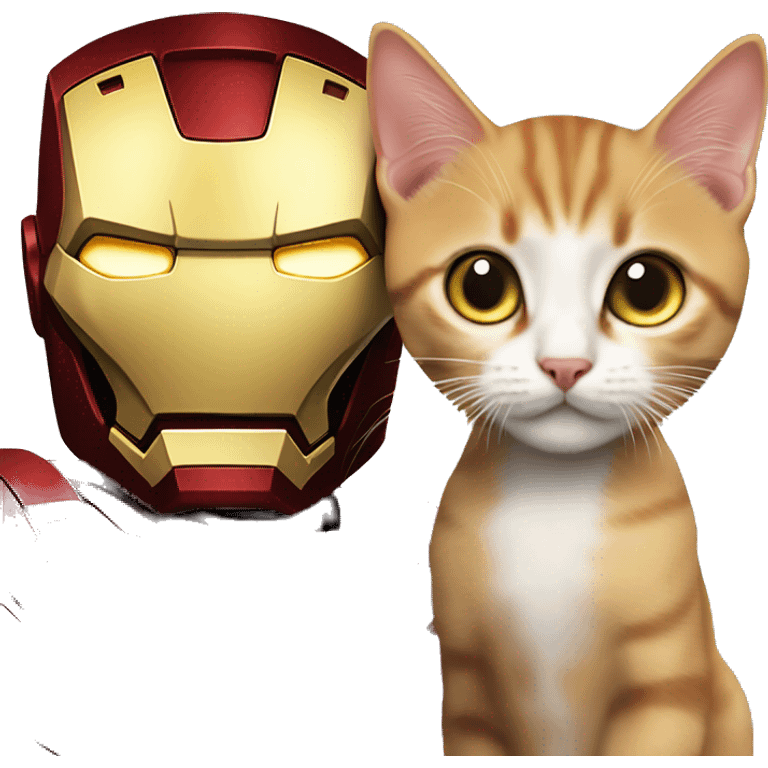 Superhero iron man and cat laught emoji