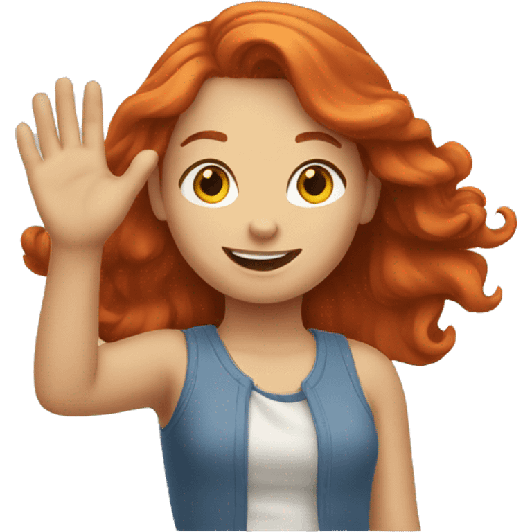 Redheaded girl waving emoji