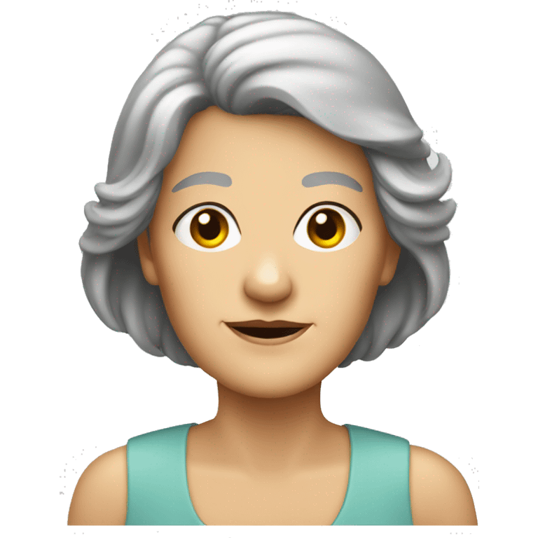 older lady with dark mullet emoji