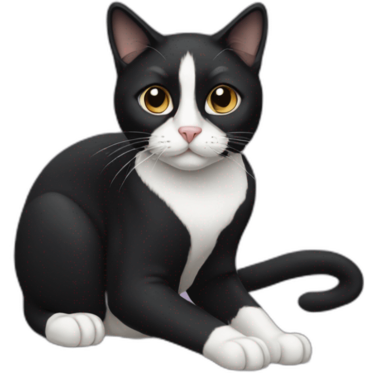 Tuxedo cat with lack nose emoji