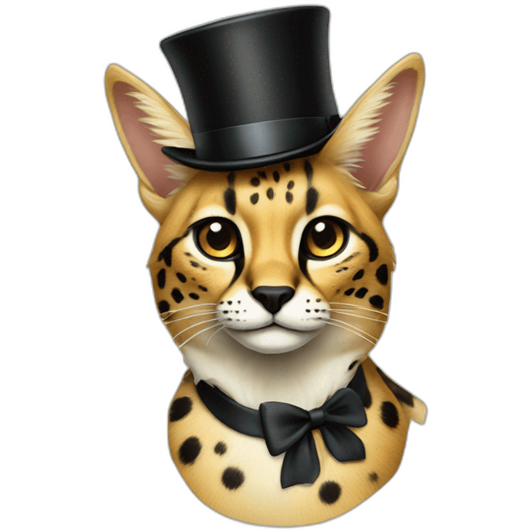 serval cat with a top hat emoji