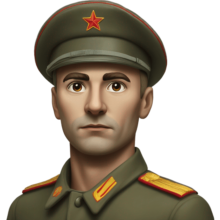 Soviet soldier 1980 photorealistic serious emoji