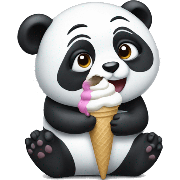 Panda eating ice cream emoji