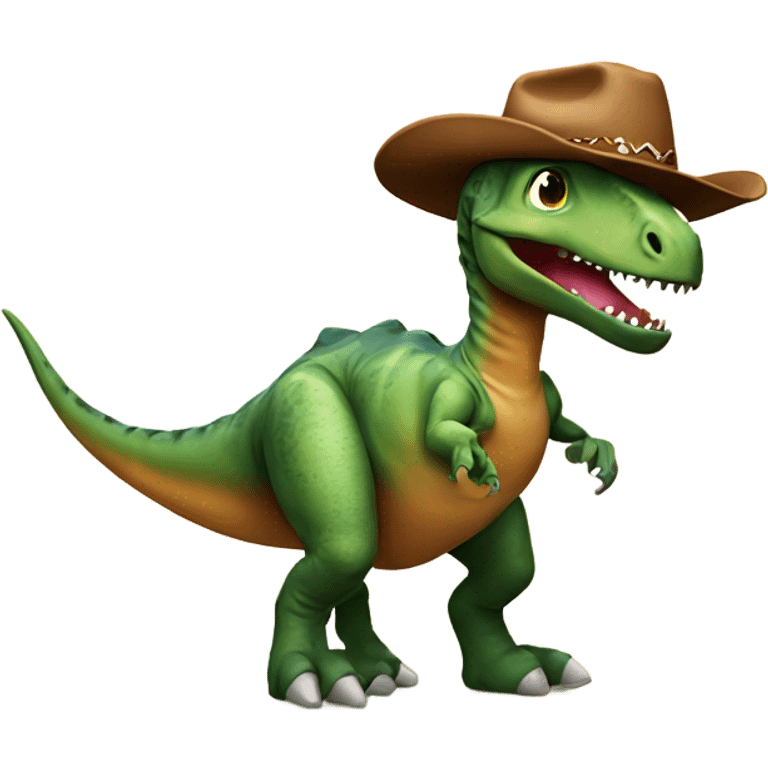 Dinosaur with cowboy hat and cowboy shoes  emoji