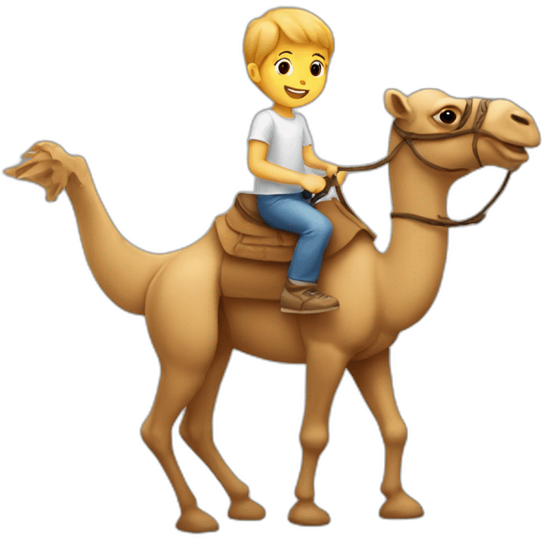 white child riding a camel emoji