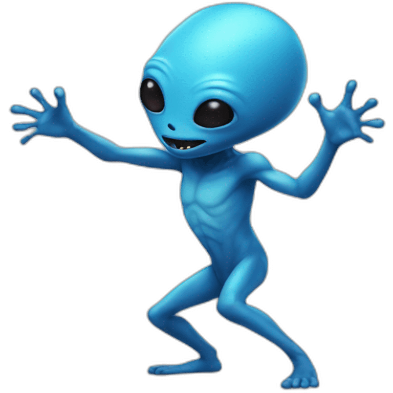 a blue alien dancing emoji