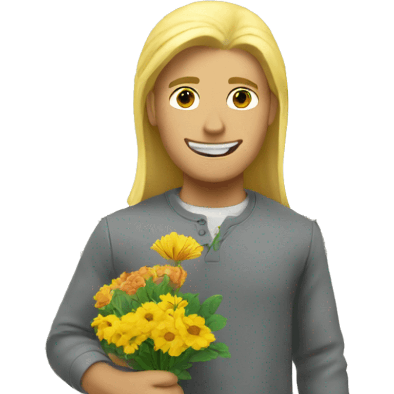 blonde guy buying flowers emoji