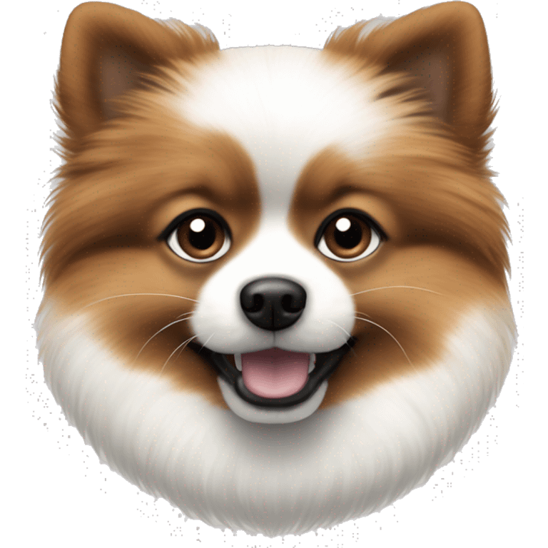 white and dark brown pomeranian puppy with black freckles on the nose emoji