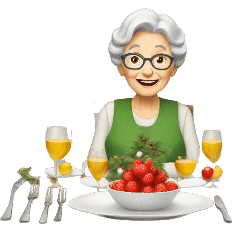 Granny is setting the festive table emoji