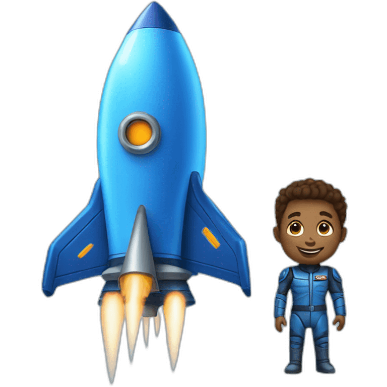 Blue rocket ship and space cadet emoji